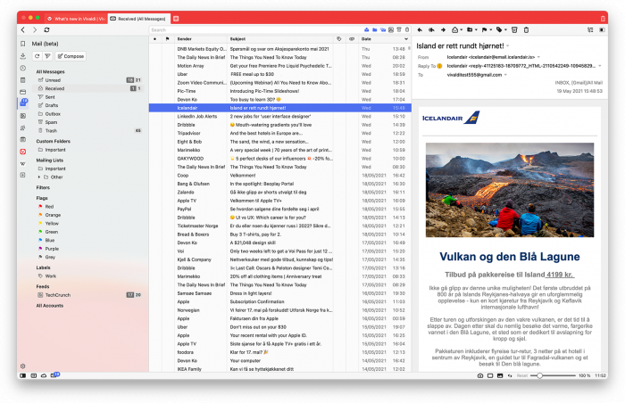 E-Mail-Client in Vivaldi 4.0 (Bild: Vivaldi)